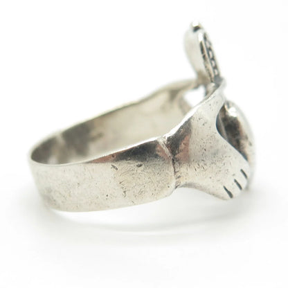925 Sterling Silver Vintage Irish Claddagh Ring Size 11.75