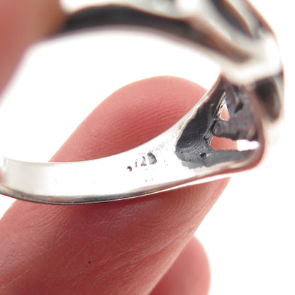 925 Sterling Silver Vintage Modernist Infinity Oxidized Ring Size 10