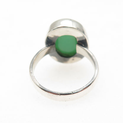 925 Sterling Silver Vintage Real Cabochon Chrysoprase Ring Size 5