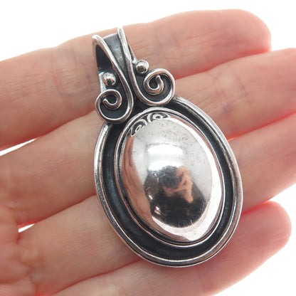 925 Sterling Silver Vintage Modernist Spiral Oxidized Charm Pendant