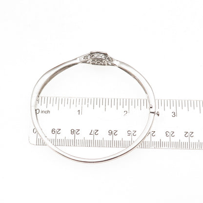 925 Sterling Silver Real Round-Cut Diamond Bangle Bracelet 7"