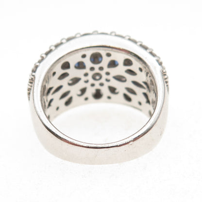 925 Sterling Silver Lab-Created Sapphire & C Z Ring Size 7