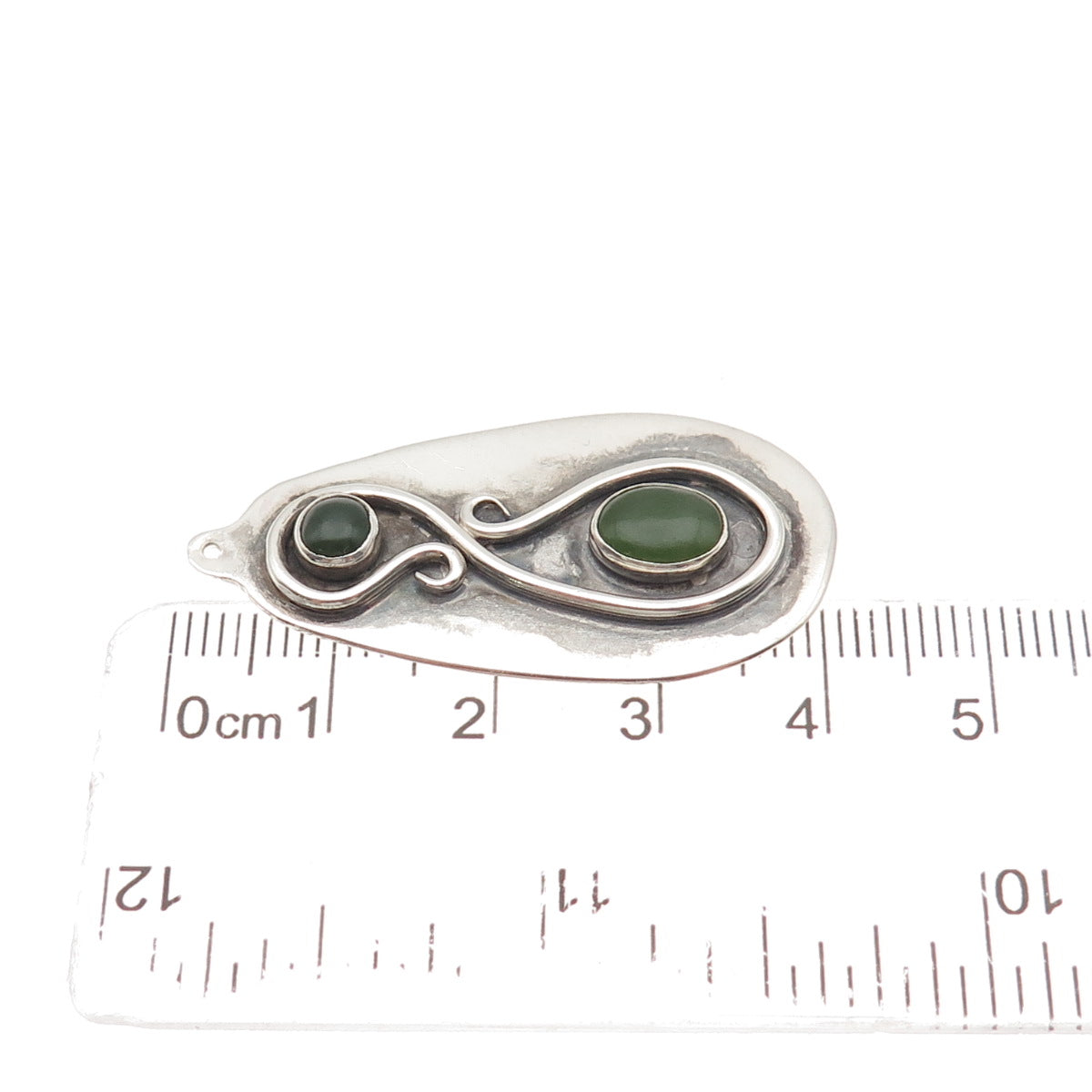 Stanley Bain Navajo Old Pawn Sterling Silver Vintage Southwestern Jade Pendant