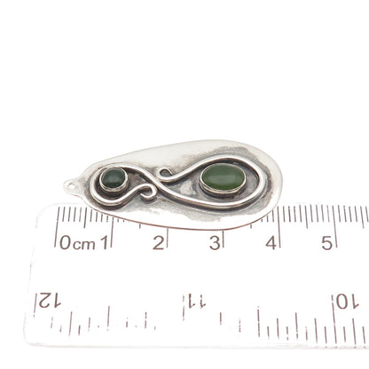 Stanley Bain Navajo Old Pawn Sterling Silver Vintage Southwestern Jade Pendant