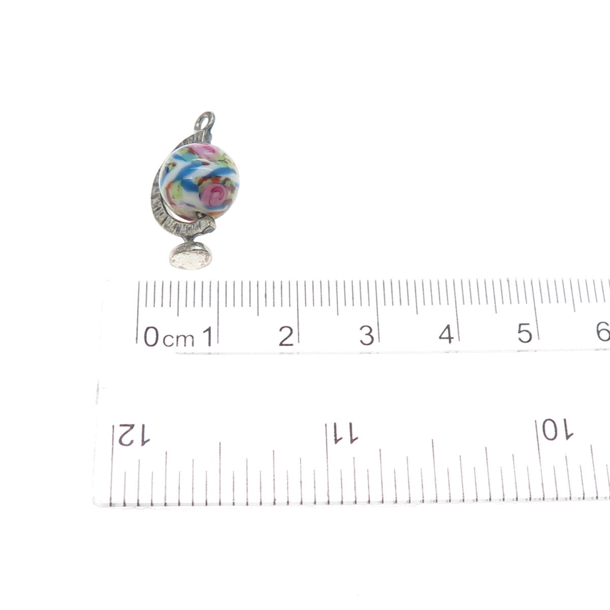 JEWELART 925 Sterling Silver Vintage Murano Glass Globe Minimalist Charm Pendant