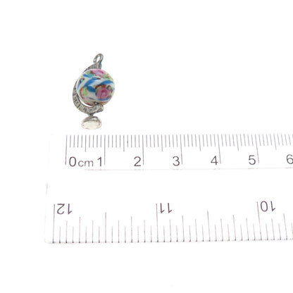JEWELART 925 Sterling Silver Vintage Murano Glass Globe Minimalist Charm Pendant