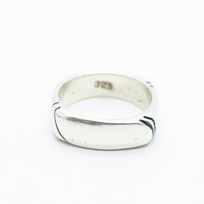 925 Sterling Silver Vintage Striped Band Ring Size 7.25