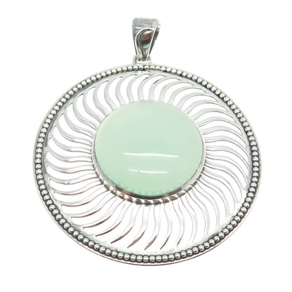 DOUG PAULUS 925 Sterling Silver Vintage Real Chalcedony Sun Round Pendant