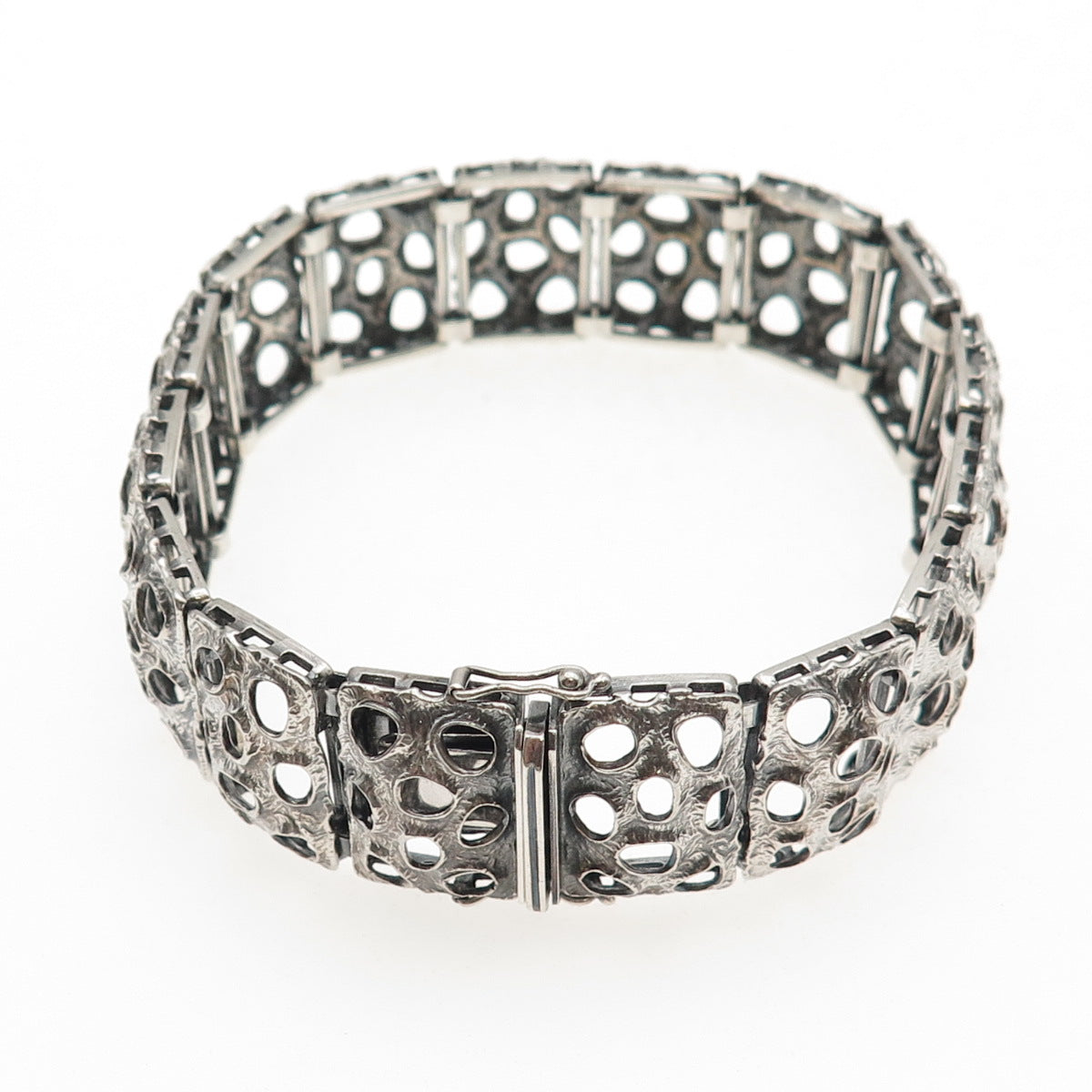 925 Sterling Silver Vintage AR Germany Modernist Panel Link Bracelet 8.25"