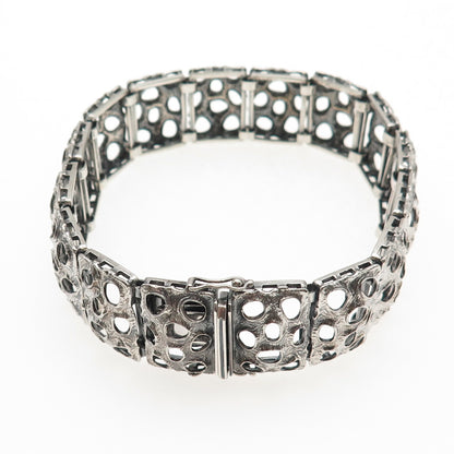 925 Sterling Silver Vintage AR Germany Modernist Panel Link Bracelet 8.25"