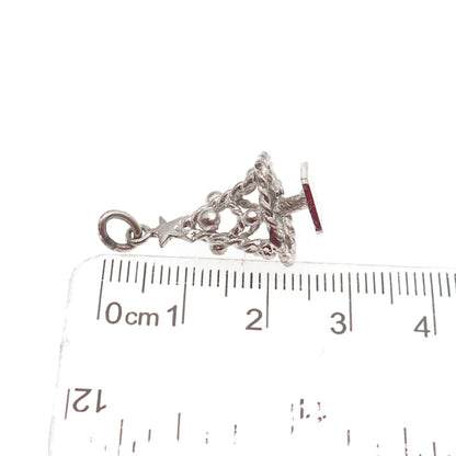 925 Sterling Silver Antique Art Deco Christmas Tree 3D Charm Pendant