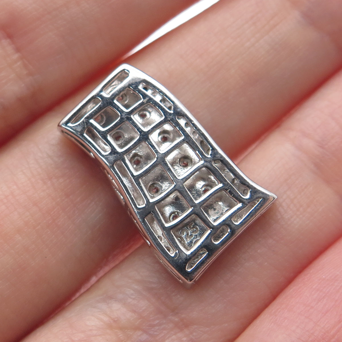 925 Sterling Silver Round-Cut C Z Slide Bar Minimalist Charm Pendant