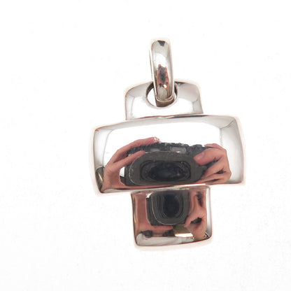925 Sterling Silver Vintage Modernist Cross Charm Pendant