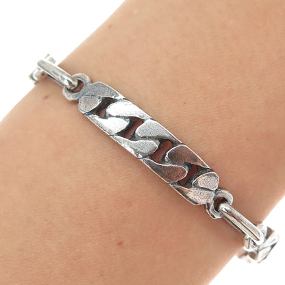 800 Silver Vintage Oxidized Cuban Panel Link Bracelet 8.25"