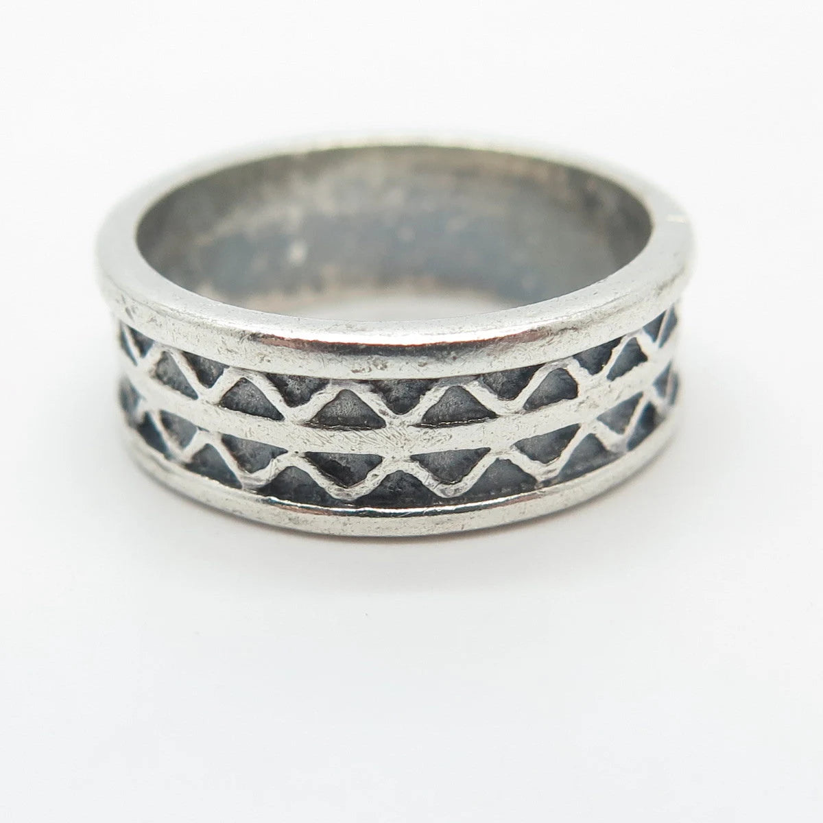 925 Sterling Silver Vintage Saram Zigzag Band Ring Size 6
