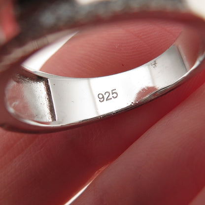 925 Sterling Silver Round-Cut C Z Pyramid-Shape Ring Size 7