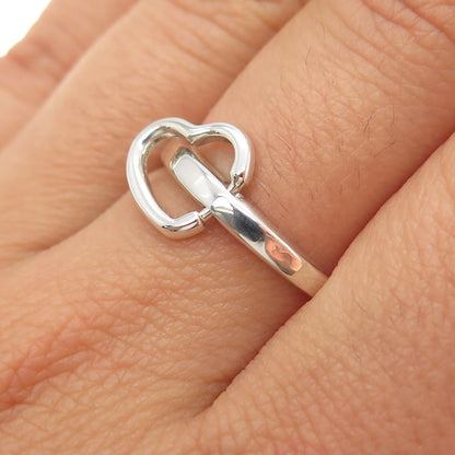 BURTON 925 Sterling Silver Vintage Interlocked Heart Ring Size 7