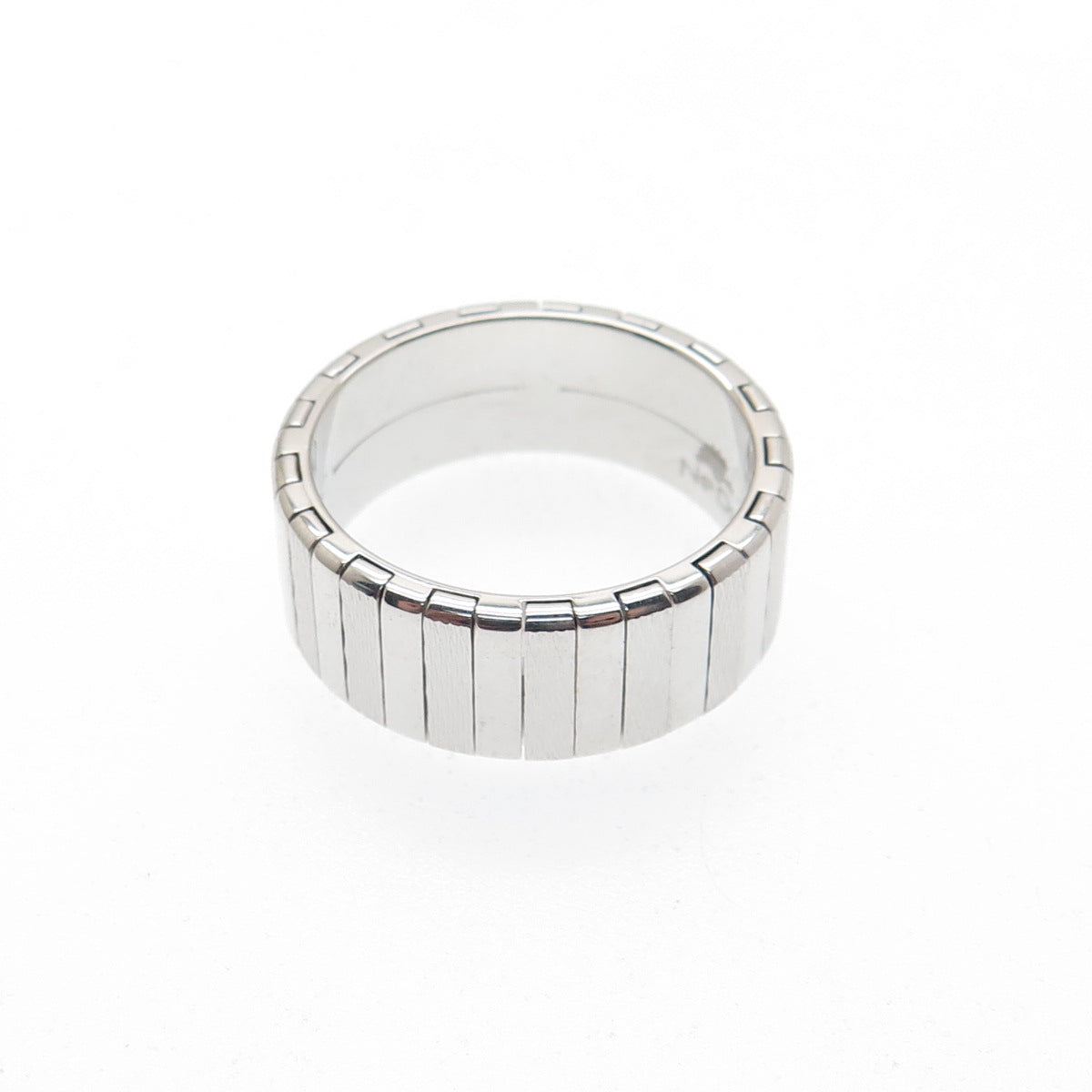 NEOS 925 Sterling Silver Textured Ribbed Band Ring Size 8.25