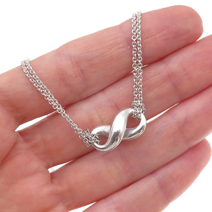 Tiffany & Co. 925 Sterling Silver Vintage Infinity Double Chain Necklace 16"