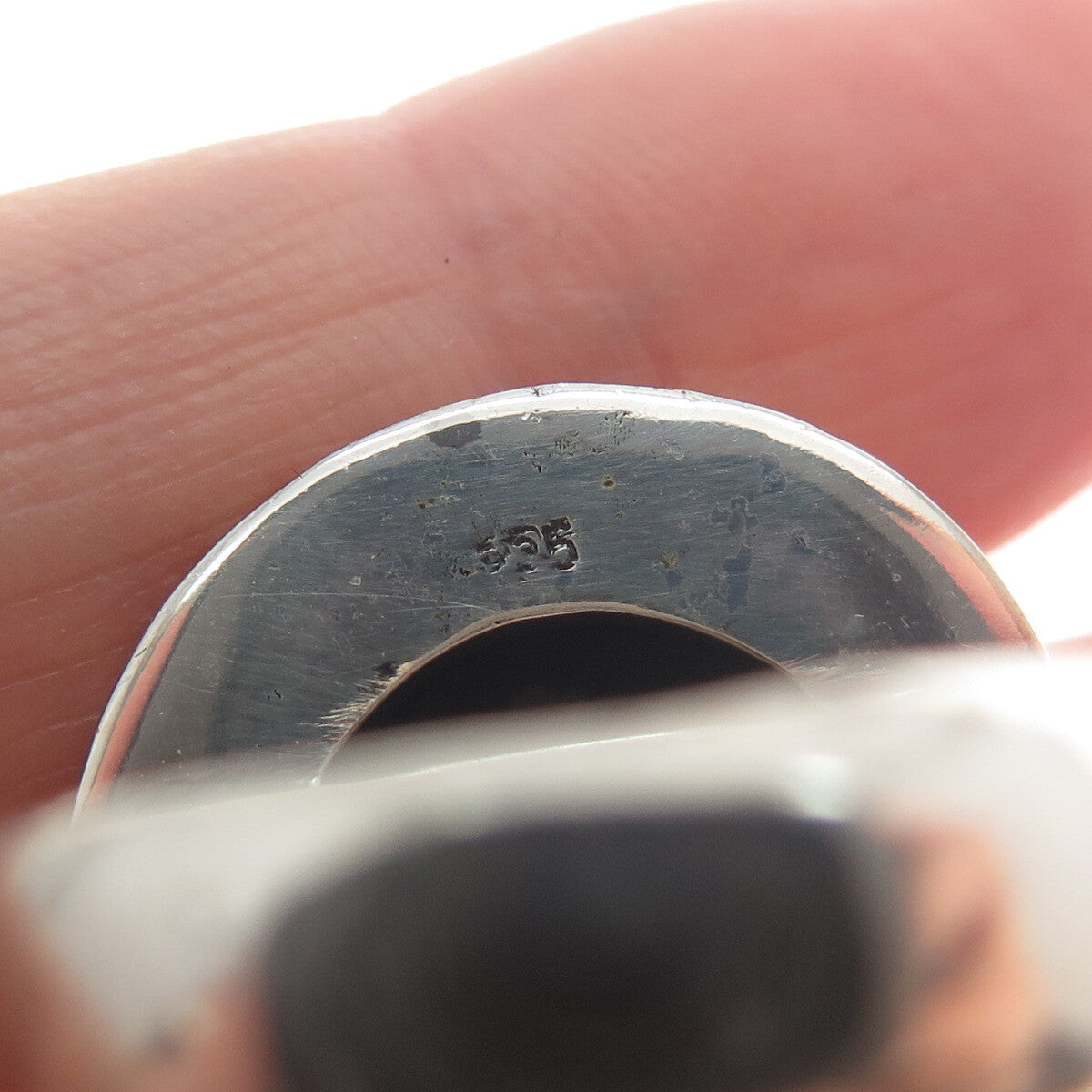 925 Sterling Silver Vintage Pear-Cut Snowflake Obsidian Oxidized Ring Size 9
