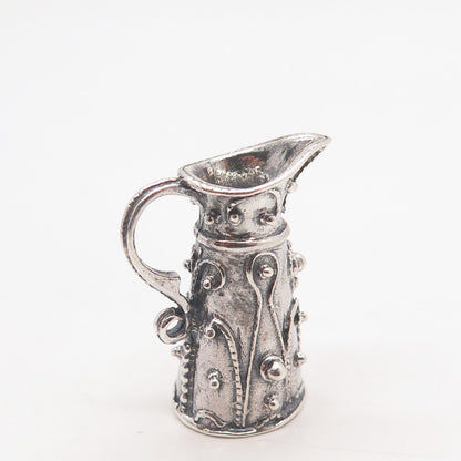 925 Sterling Silver Vintage Beaded Jug Pendant