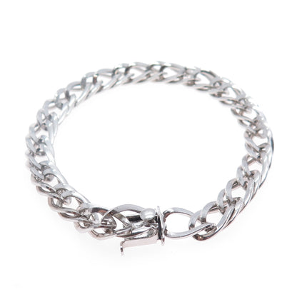 925 Sterling Silver Antique Art Deco Double Curb Link Bracelet 6.75"