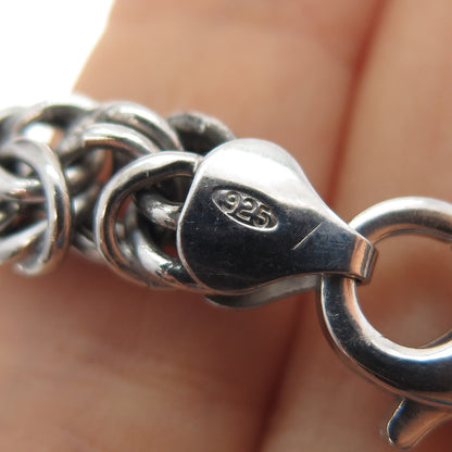 SAMARA SJD 925 Sterling Silver Real Diamond X Shape Byzantine Link Bracelet 7"