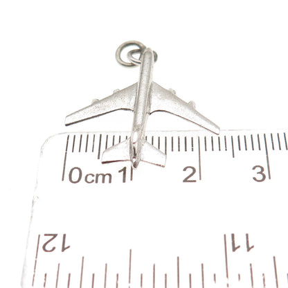 925 Sterling Silver Vintage Airplane 3D Charm Pendant