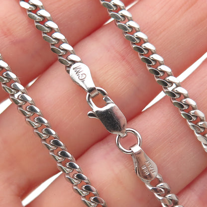 925 Sterling Silver Italy Cuban Chain Necklace 22"