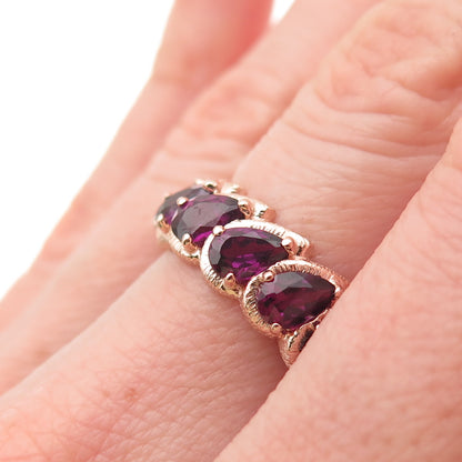 Michelle Albala 925 Sterling Silver Rose Gold Plated Real Amethyst Ring Size 7