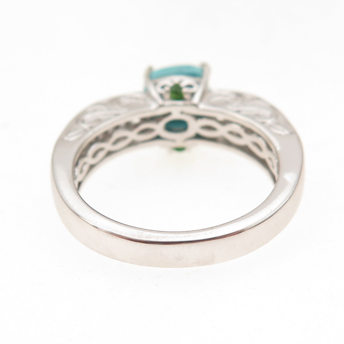 Chuck Clemency 925 Sterling Real Turquoise White Topaz & Peridot Ring Size 8