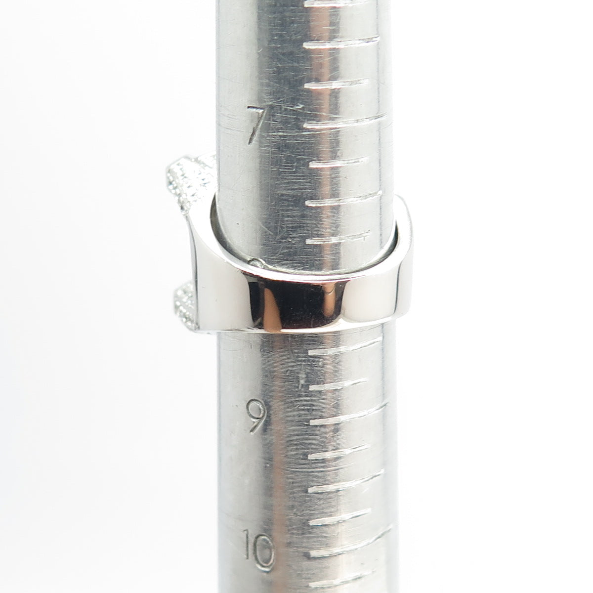 925 Sterling Silver Pave C Z Domed Ring Size 8.5