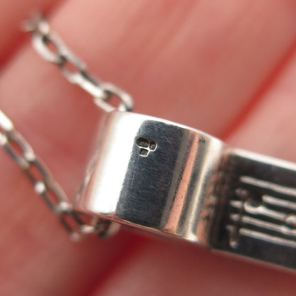925 Sterling Silver Vintage Ireland Music Instrument Bar Chain Necklace 18"