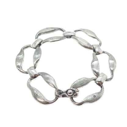 SAAD 800 Silver Vintage Egypt Modernist Oxidized Link Bracelet 7"