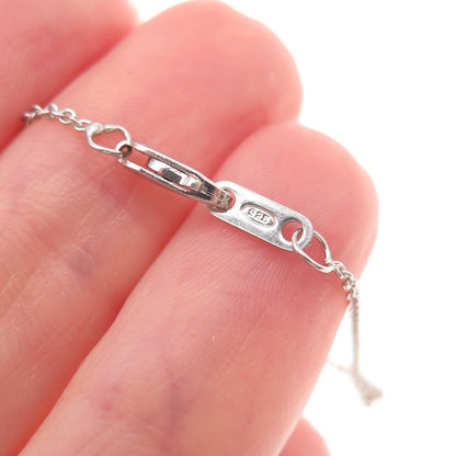925 Sterling Silver Real Round-Cut Diamond Heart Key Cable Chain Necklace 18"