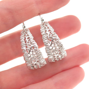 925 Sterling Silver Vintage Modernist Hoop Earrings