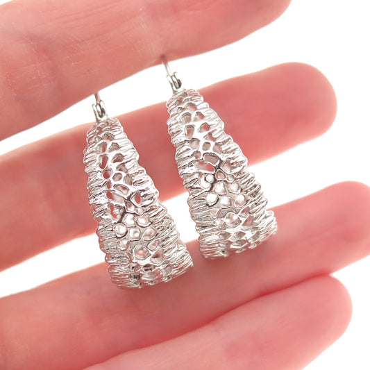 925 Sterling Silver Vintage Modernist Hoop Earrings