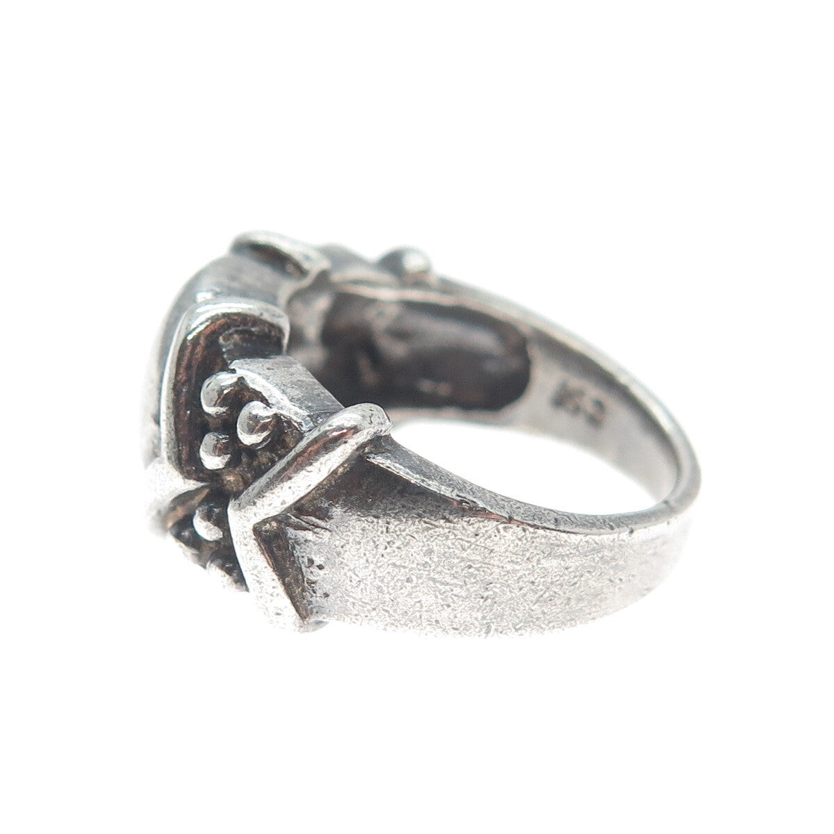 SIDNEY EVAN 925 Sterling Silver Vintage Modernist Oxidized Ring Size 5.75
