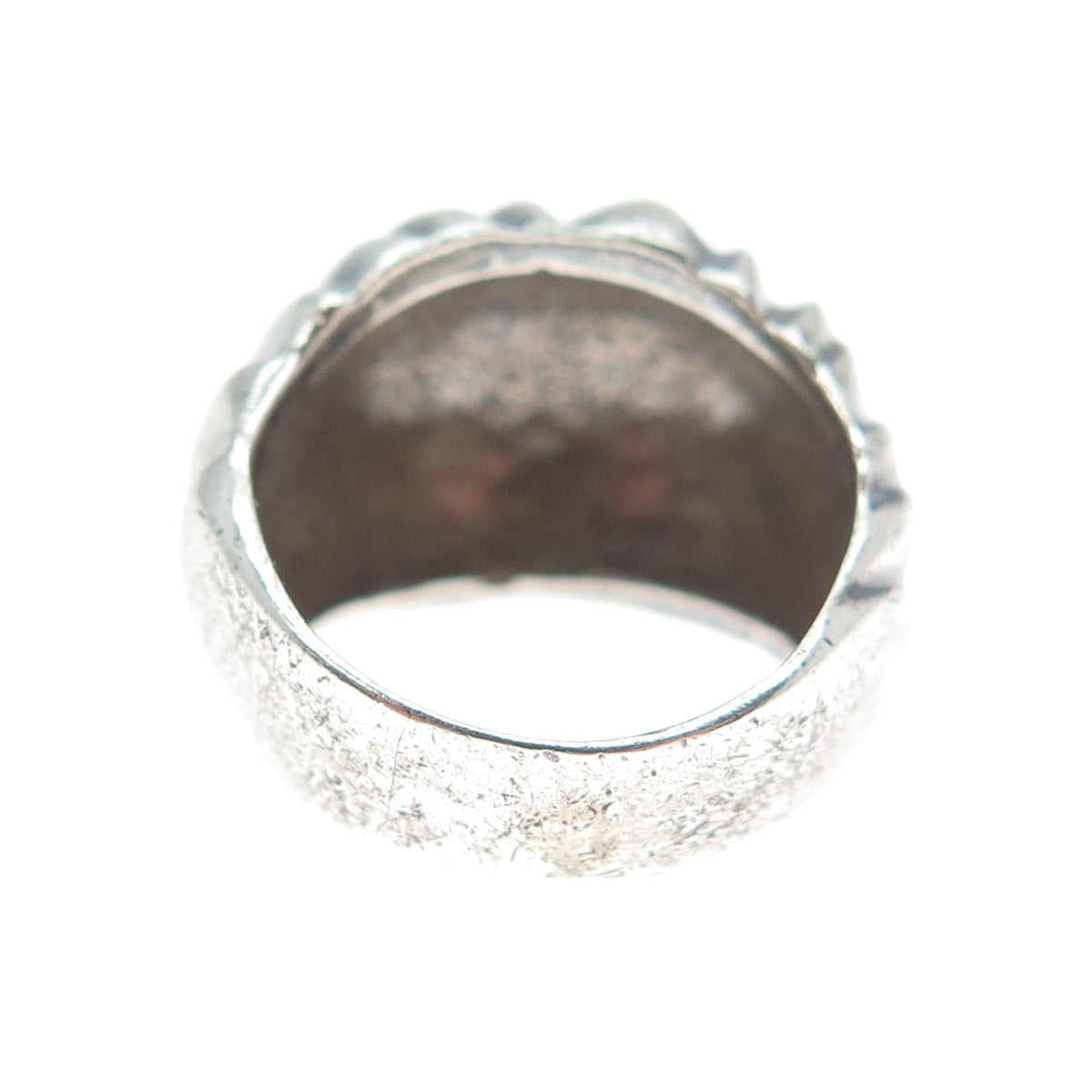 925 Sterling Silver Vintage Modernist Ribbed Dome Oxidized Ring Size 6.25