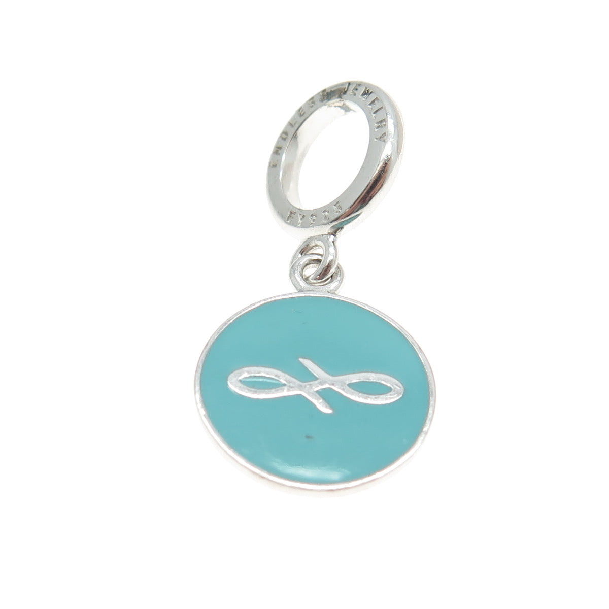 ENDLESS 925 Sterling Silver Blue Enamel Infinity Love Dangle Charm