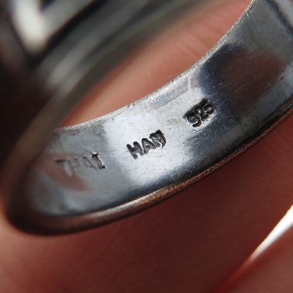 HAN 925 Sterling Silver Vintage Greek Maze Oxidized Band Ring Size 8.75