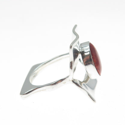950 Silver Vintage Real Spiny Oyster Shell Modernist Square Ring Size 7.25