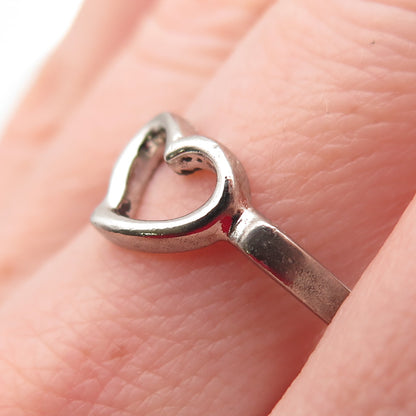 925 Sterling Silver Open Heart Ring Size 9
