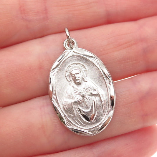 Bliss 925 Sterling Silver Vintage Jesus Sacred Heart Charm Pendant