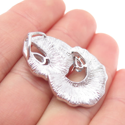 925 Sterling Silver Vintage Real Blue Topaz Modernist Slide Pendant