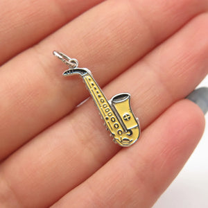 925 Sterling Silver Vintage Griffith & Sons Enamel Trumpet Musical Charm Pendant