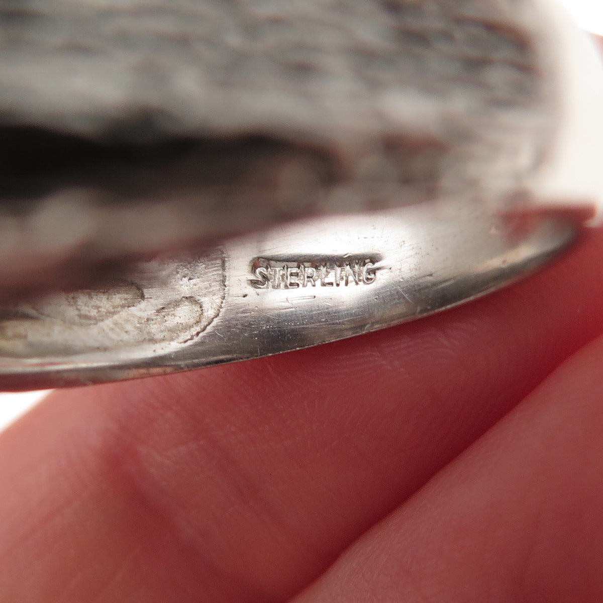 925 Sterling Silver Vintage Modernist Oxidized Ring Size 9.75