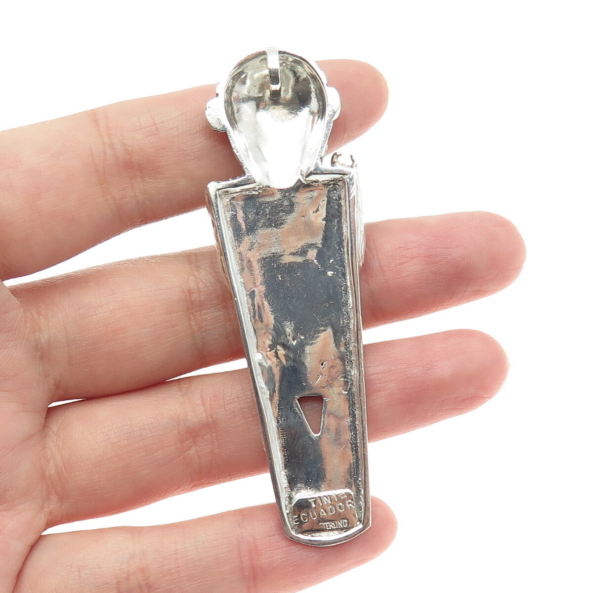JOAQUIN TINTA 925 Sterling Silver Vintage ECUADOR Tribal Totem Slide Pendant