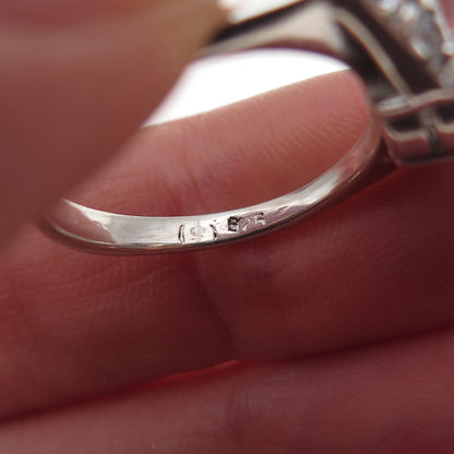 925 Sterling Silver Oval & Round-Cut C Z Engagement Ring Size 6