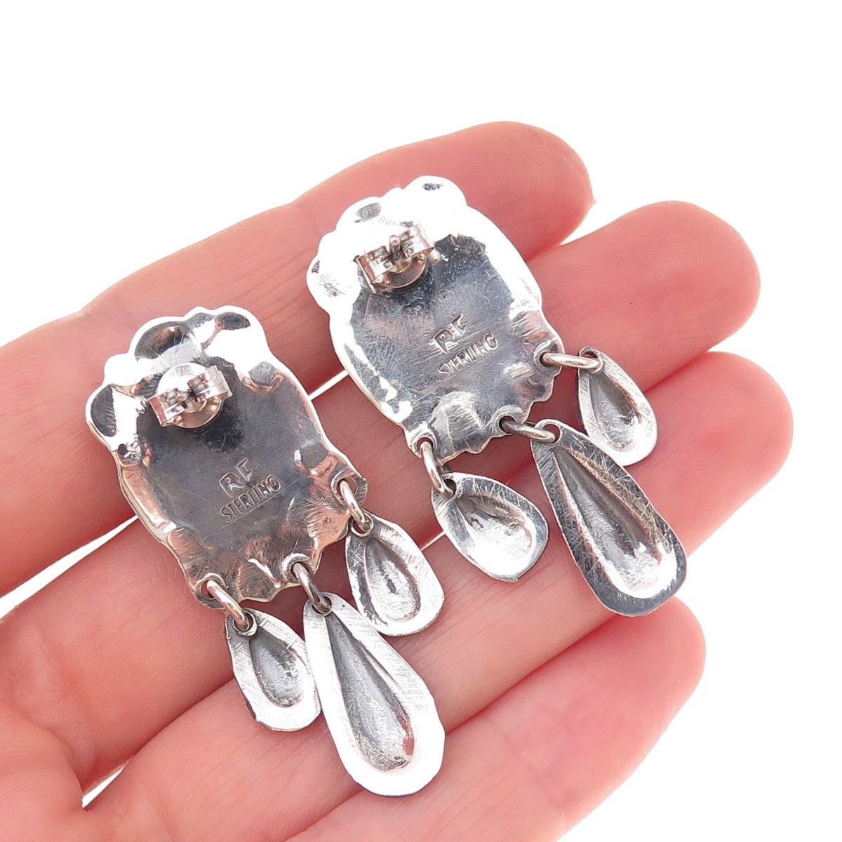 Rick Enriquez Navajo Old Pawn Sterling Vintage Southwestern Turquoise Earrings